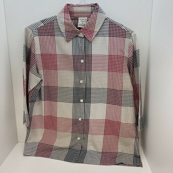 Allison Daley Button front Blouse Top Size 10 Red - Picture 1 of 4